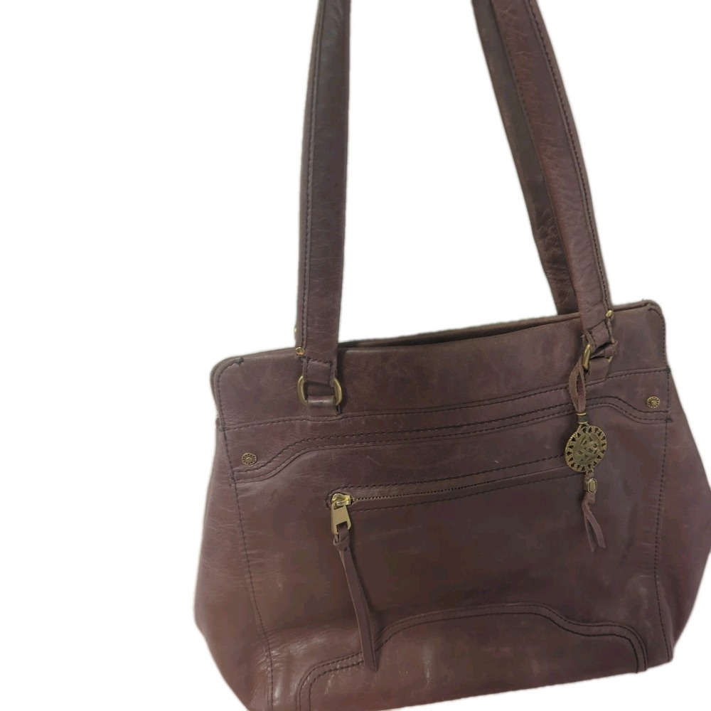 The SAK Women's  Leather Chocolate Brown‎ Crossbody Hobo Bag -pink Lining